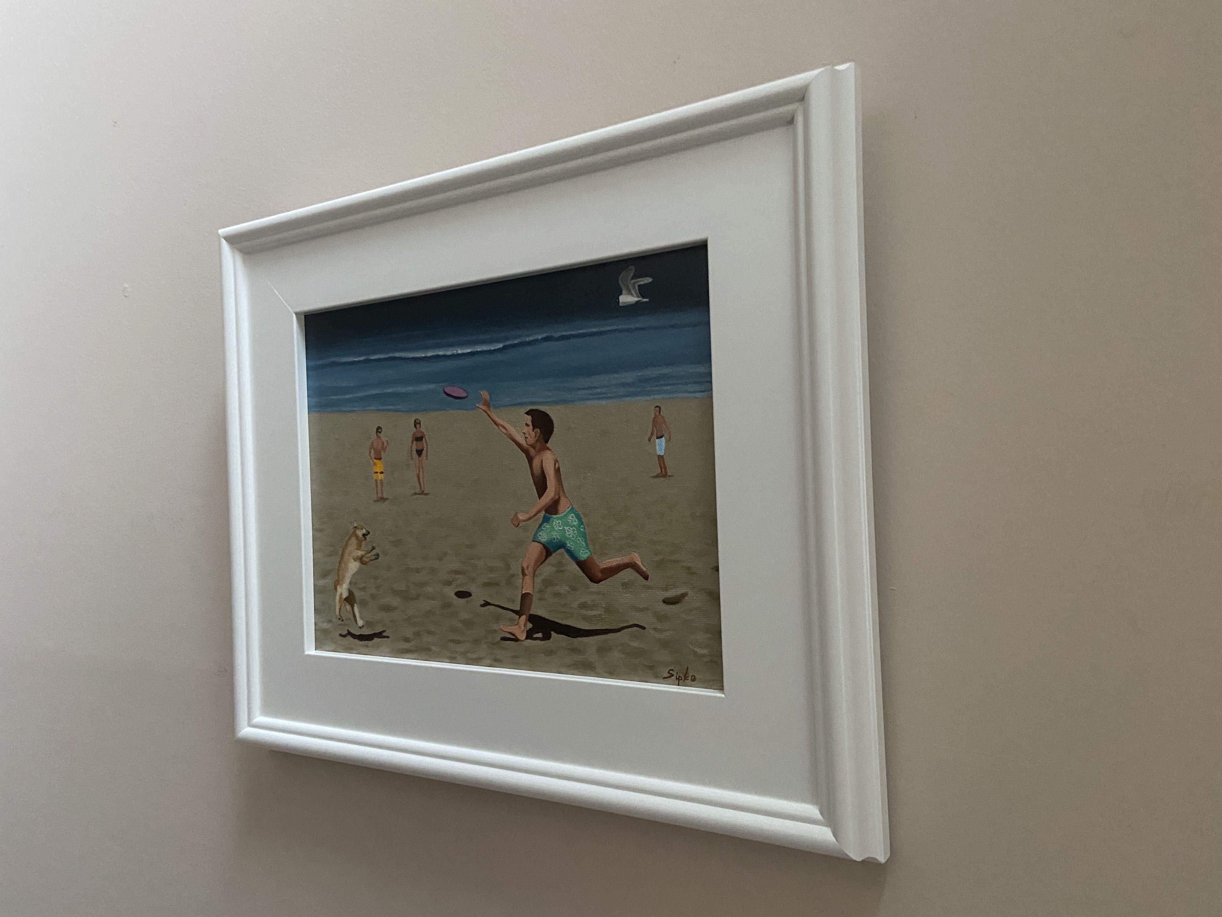 Leben am Strand an einem Tag in Lewes DE.  Dieses Stück fängt alle Aspekte eines tollen Strandtages ein und wird Ihre Liebe für einen Nachmittag am Strand zum Ausdruck bringen.  Es handelt sich um ein Öl auf Leinwand, das lackiert und aufhängefertig