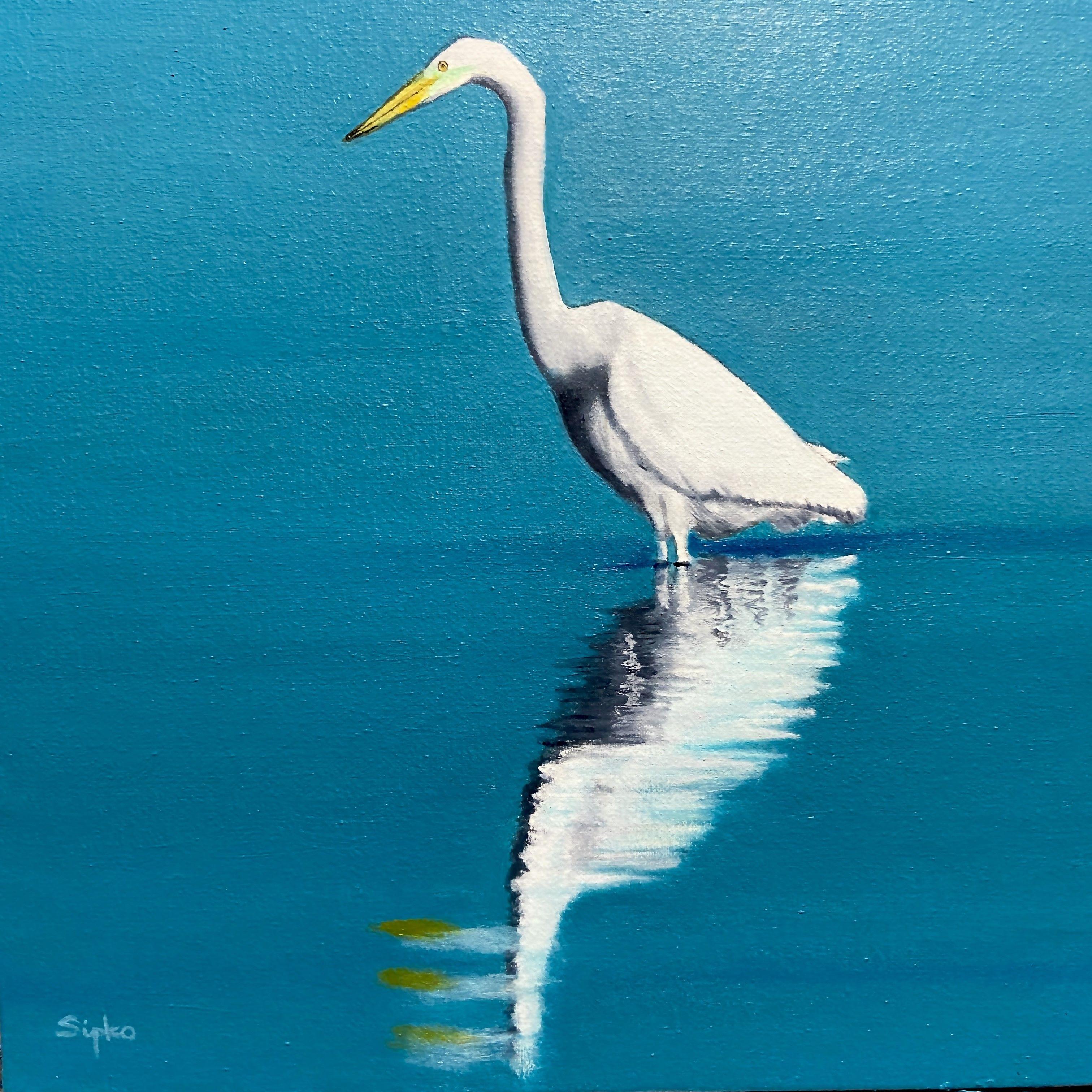Morning Bath, Gemälde, Öl auf MDF-Tafel – Painting von David Sipko