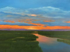 Sunset at the Marsh, Painting, Oil on Canvas