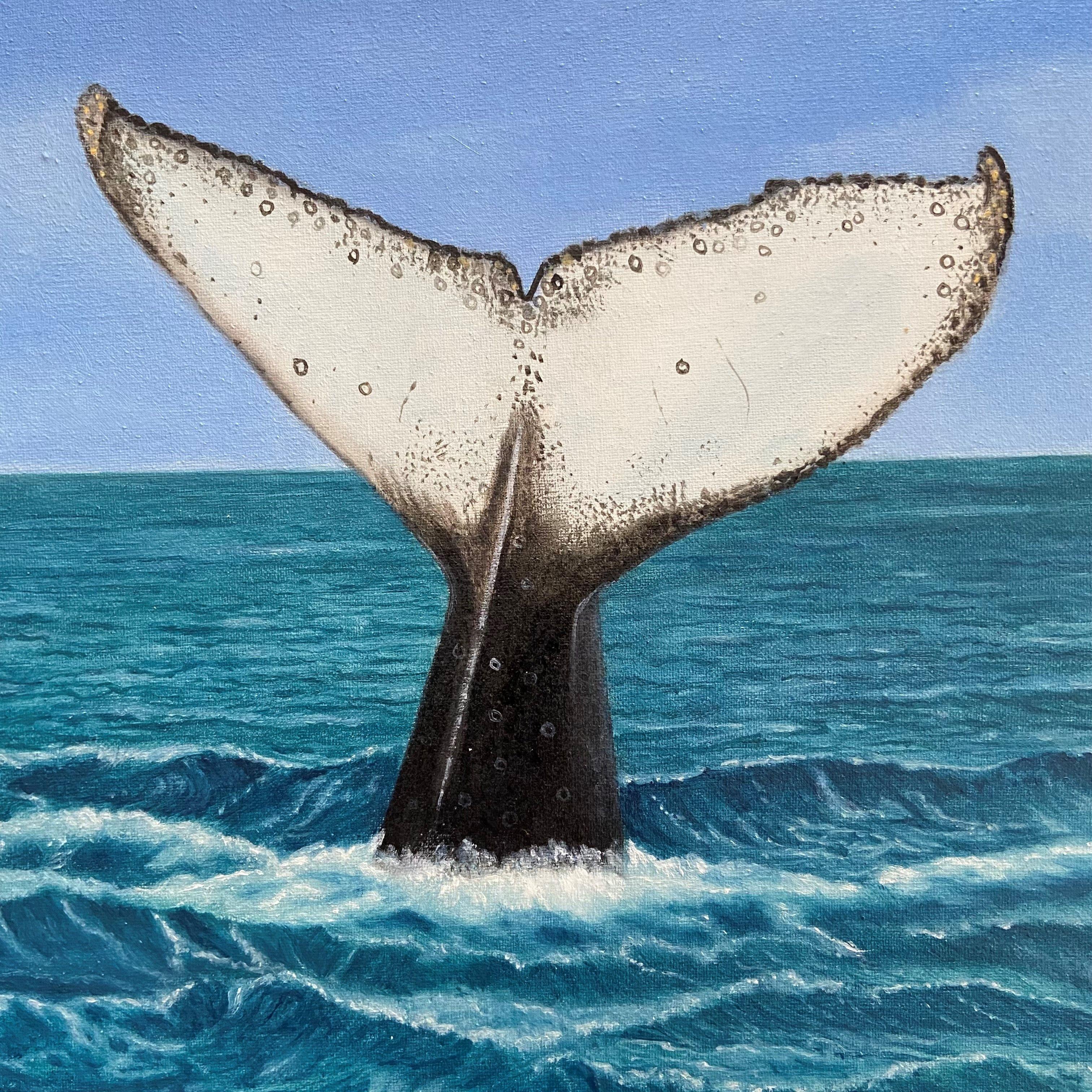 Peinture, huile sur toile, queue de baleine - Painting de David Sipko