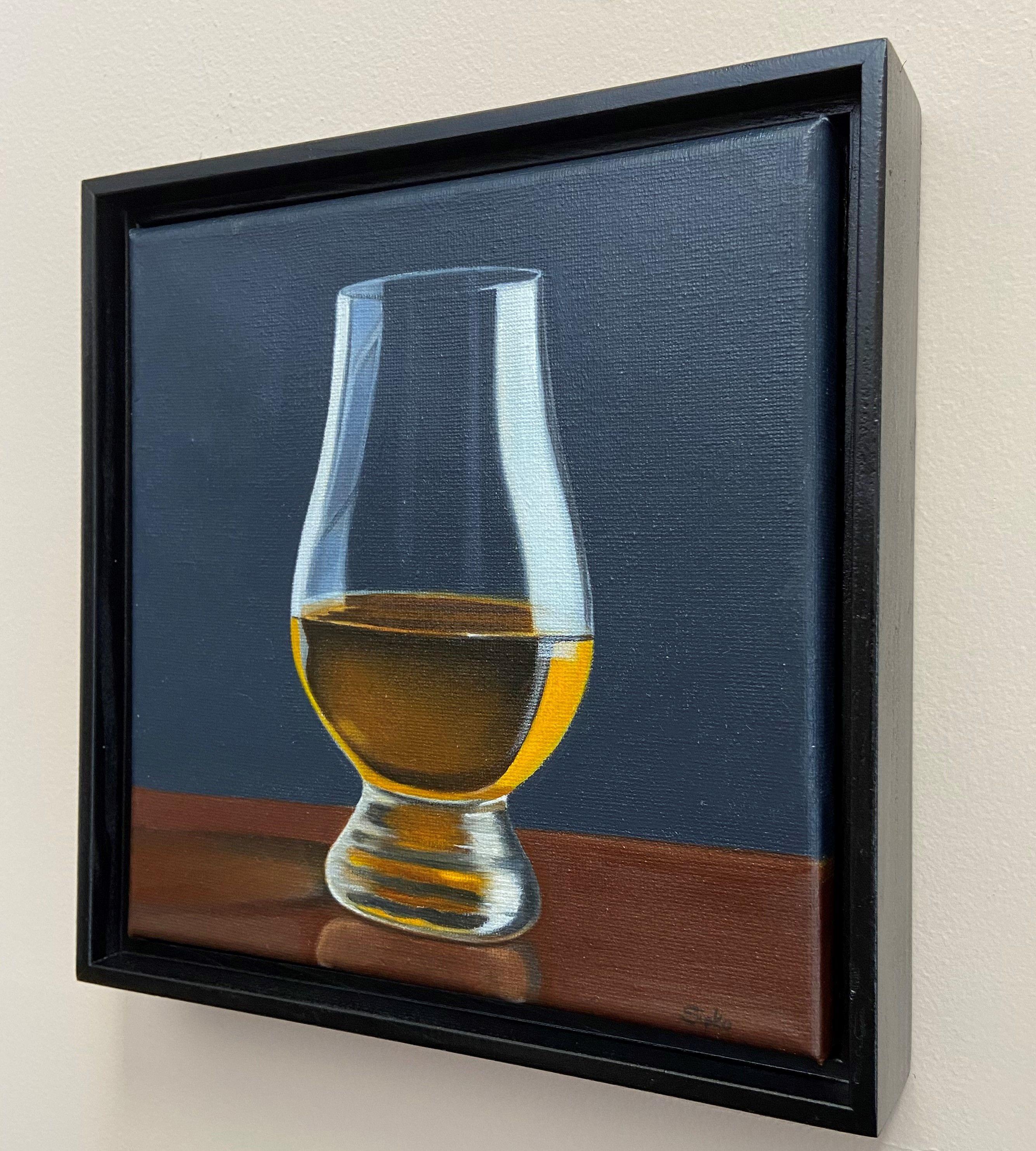 Bicchiere di whisky, Pittura, Olio su tela - Still-Life Painting Nero di David Sipko