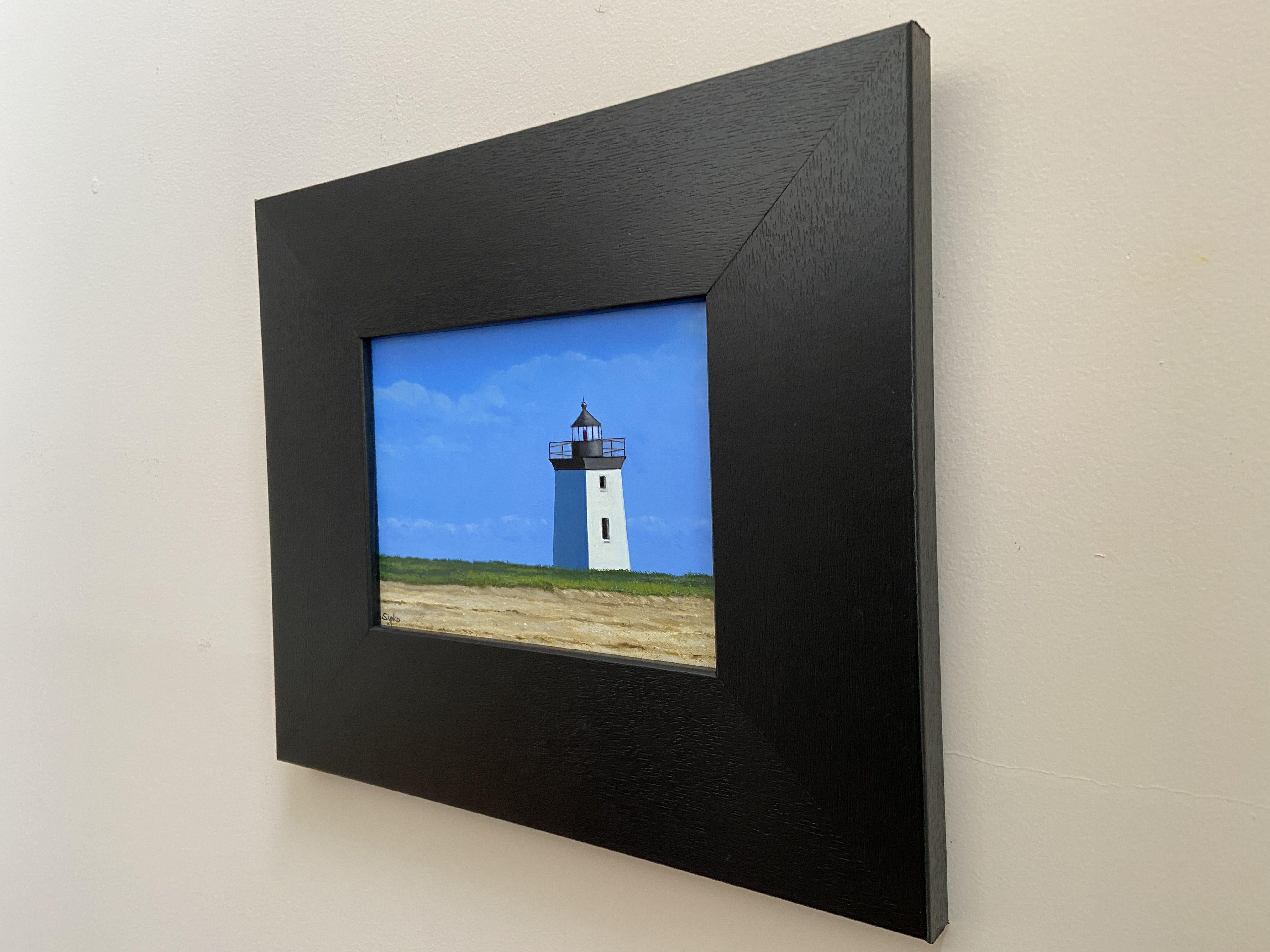 Questo pezzo è un vero e proprio faro funzionante sulla punta di Cape Cod, vicino a Race Point.  Wood End Light è stato costruito nel 1870.  Si tratta di un pezzo realistico dipinto su un pannello liscio e verniciato per ottenere una finitura simile