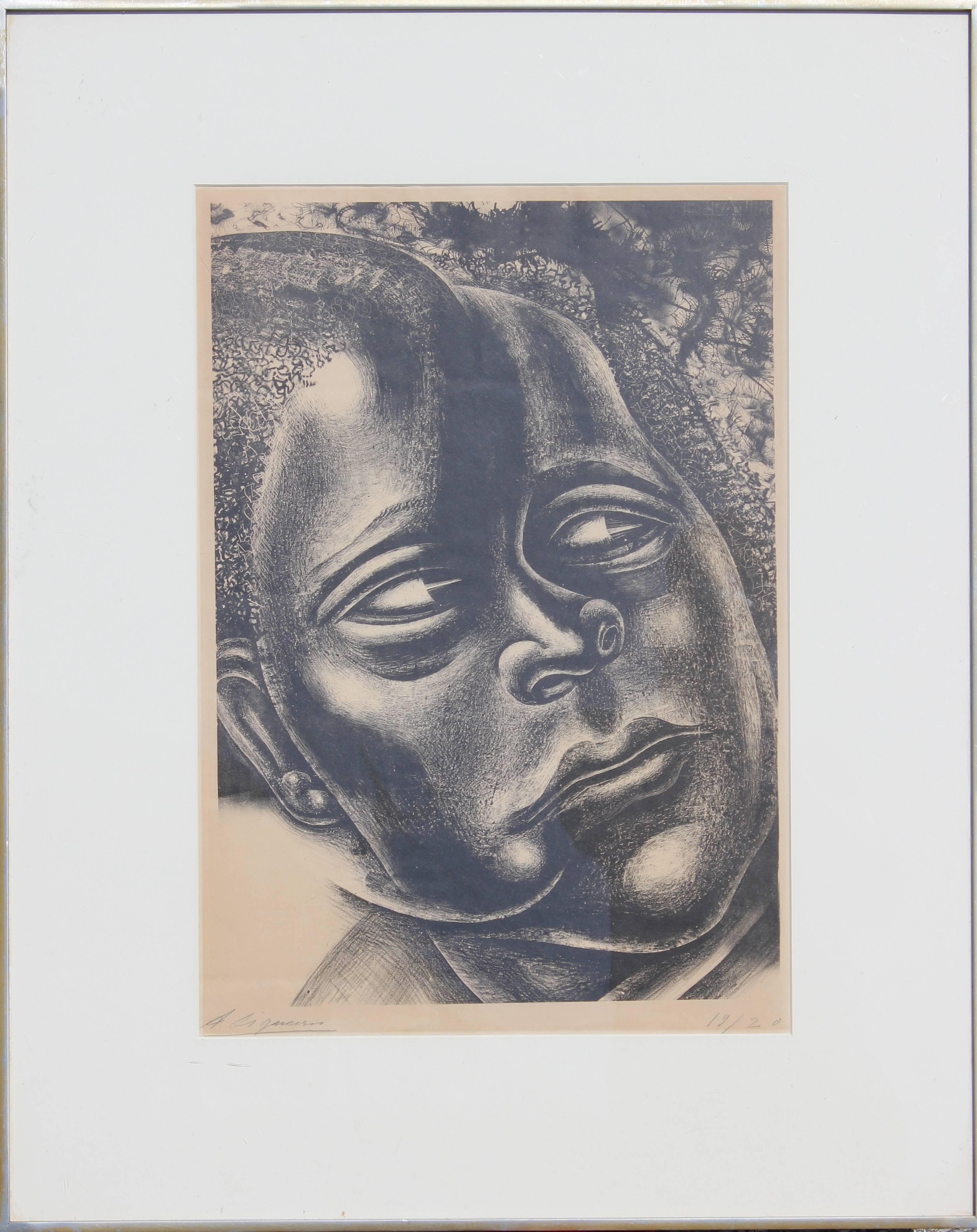 David Siqueiros Abstract Print - Portrait Lithograph Edition 19/20