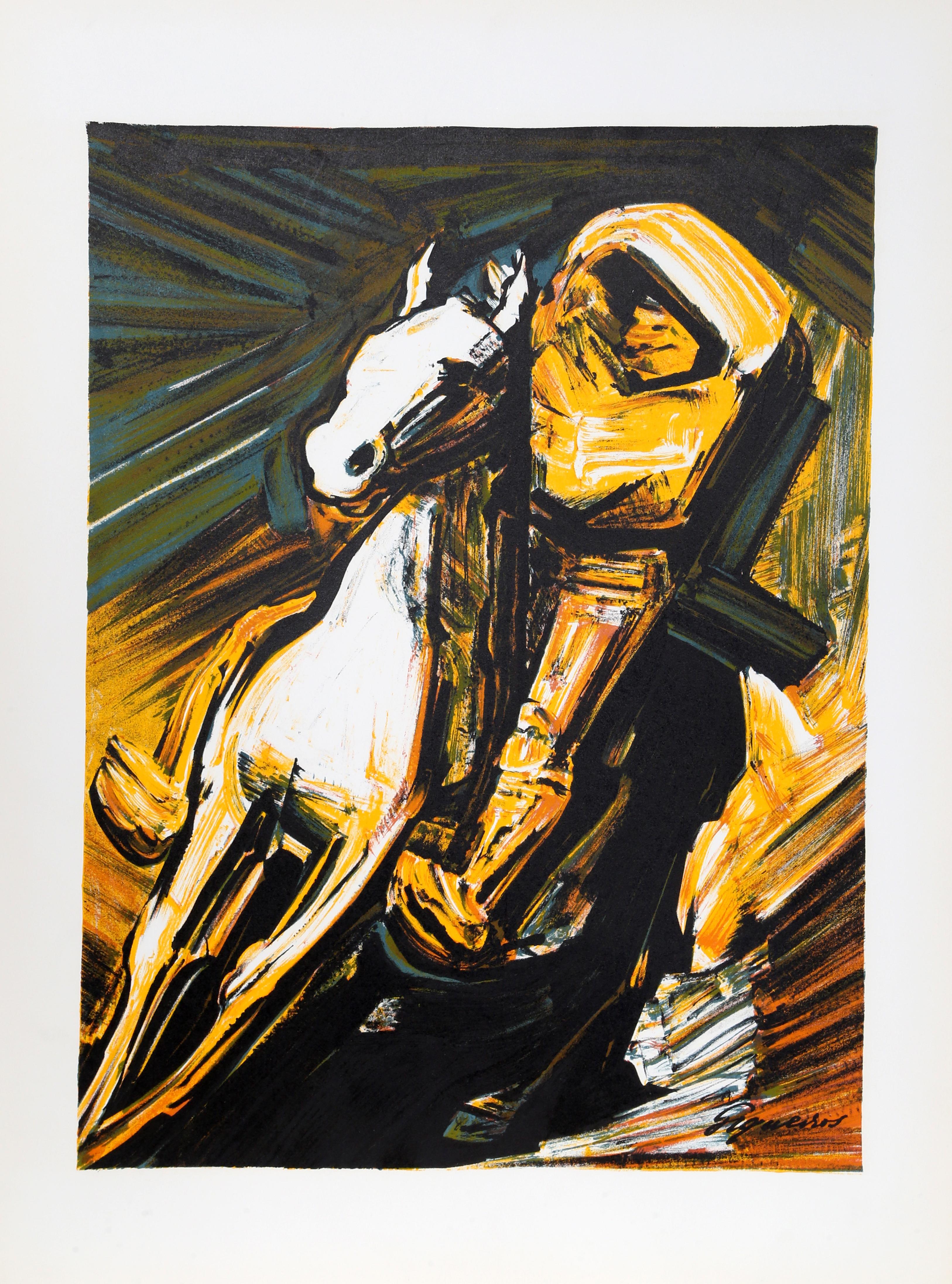 Zapata
David Alfaro Siqueiros (nach), Mexikaner (1896-1974)
Datum: Gedruckt 1966  des Originals: 1913
Lithographie, in der Platte signiert
Bildgröße: 18 x 13,5 Zoll
Größe: 23 x 17 Zoll (58,42 x 43,18 cm)