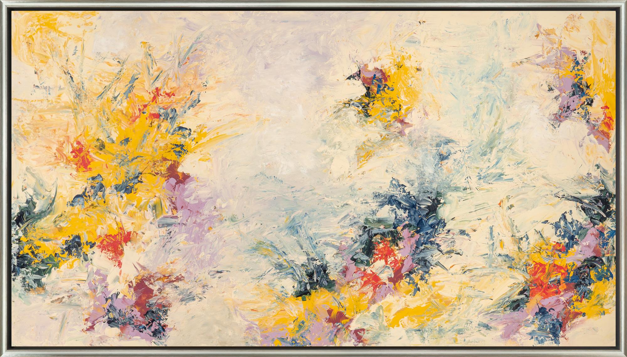 David Skillicorn Abstract Painting - "Alchemy 15-5" Vibrant Expressive Floral Abstract in Bright Color Palette