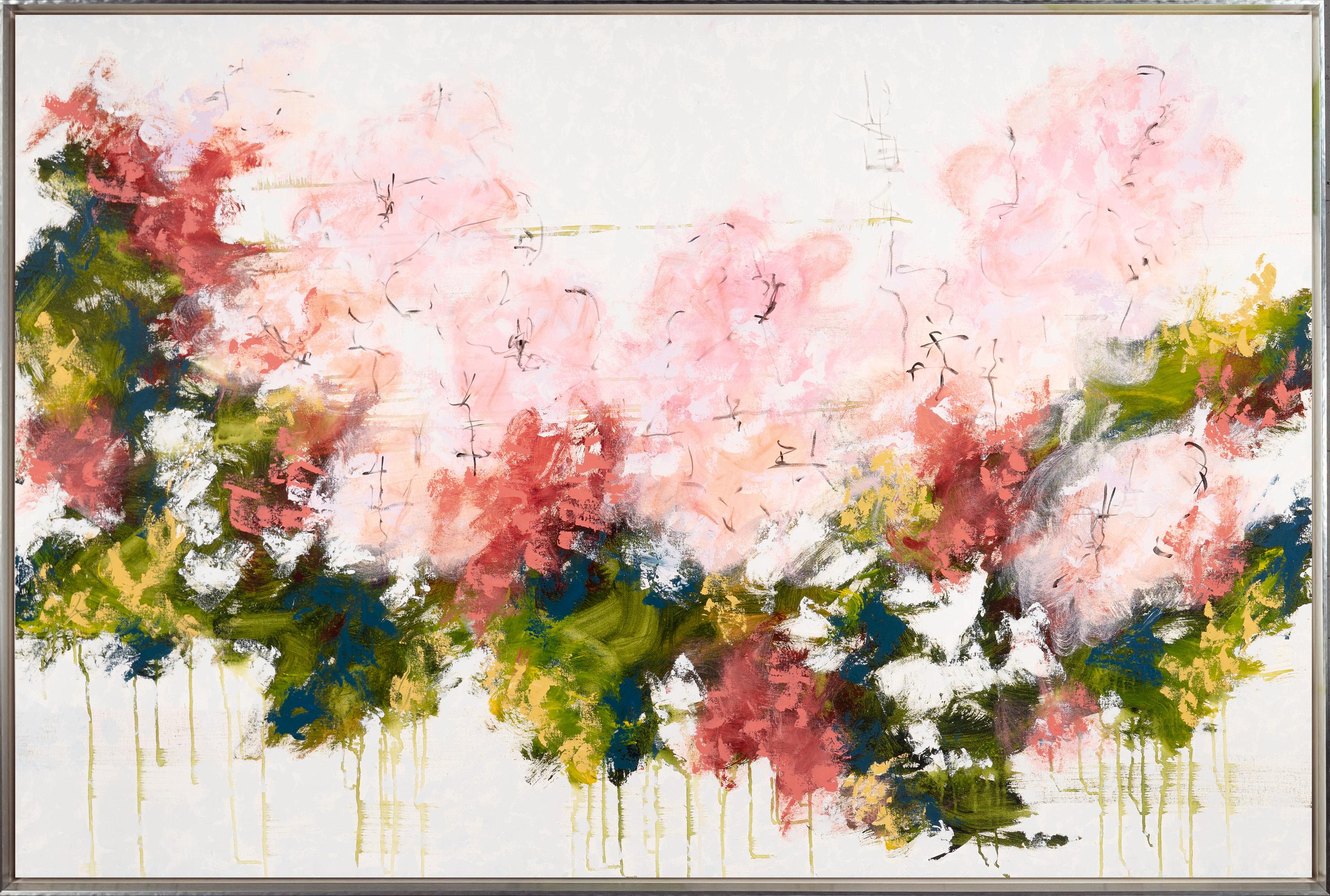 "Botanica 15-2" Floral abstrait contemporain Encadré Mixed Media sur toile - Mixed Media Art de David Skillicorn