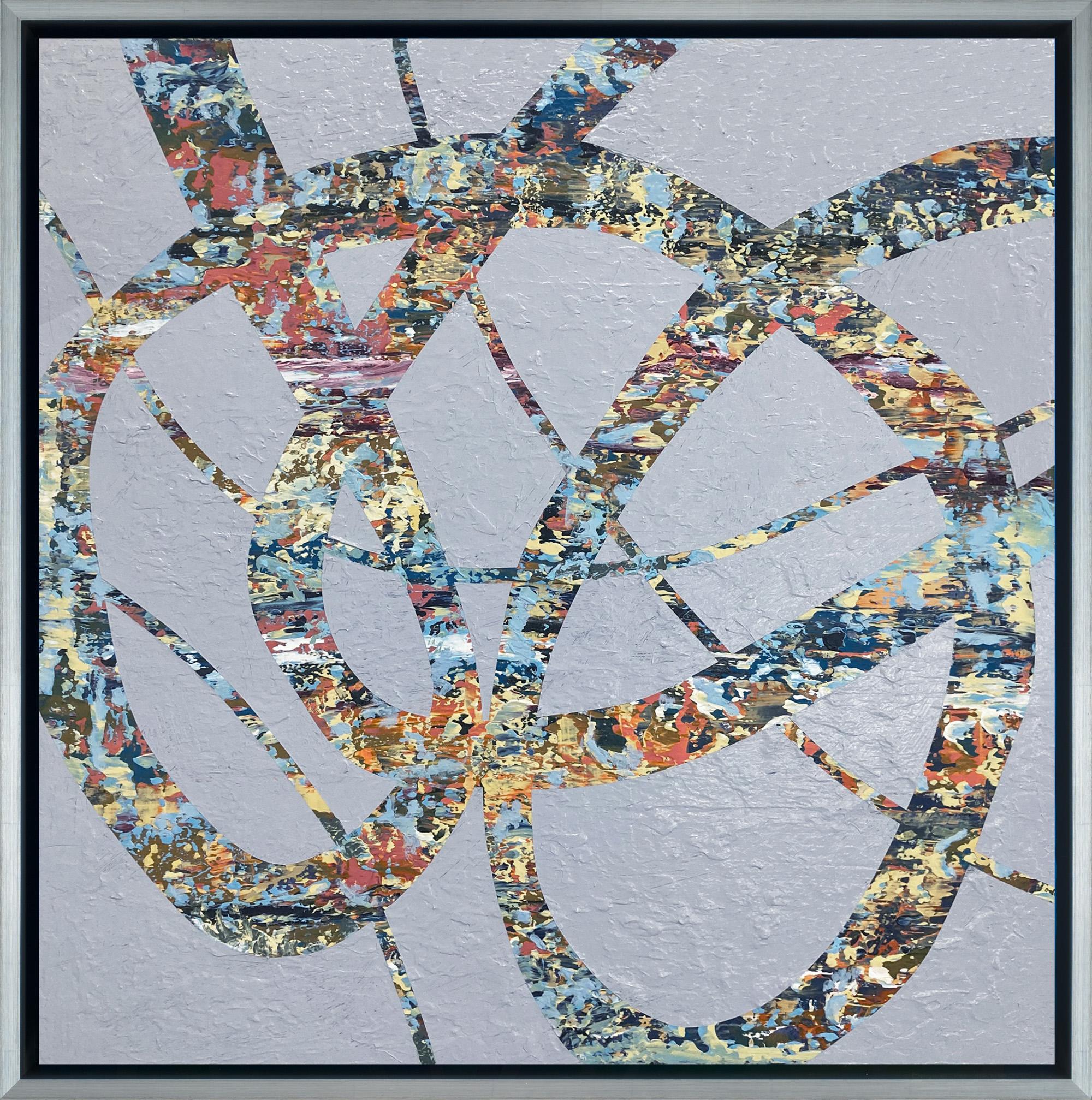 David Skillicorn Abstract Painting - "Wabi-Sabi 10-6" Dynamic Flowing Mixed Media Abstract in Vibrant Colors