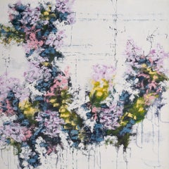 "Botanica 15-6" Abstracted Floral Mixed Media on Canvas Framed Painting
