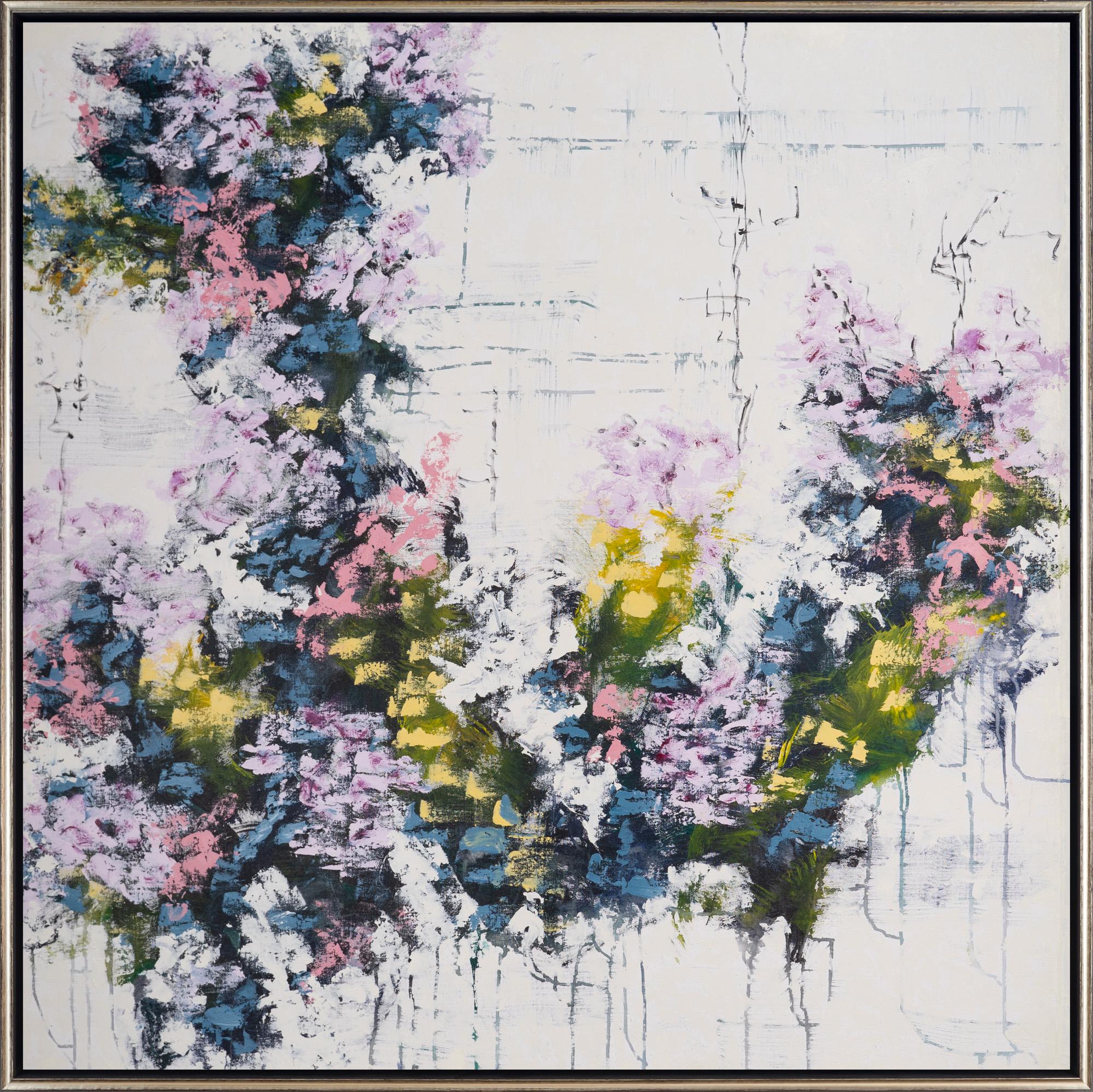 "Botanica 15-6" Abstrakte florale Mixed Media auf Leinwand gerahmte Malerei