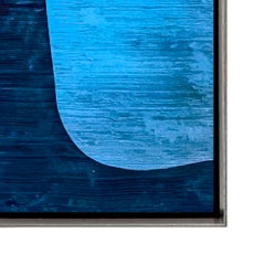 "Harmonia 39-6" Contemporary Abstract Blue Framed Acrylic on Canvas Painting