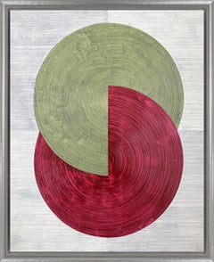 "Harmonia 43-6" Pintura abstracta contemporánea círculos acrílico sobre lienzo enmarcada