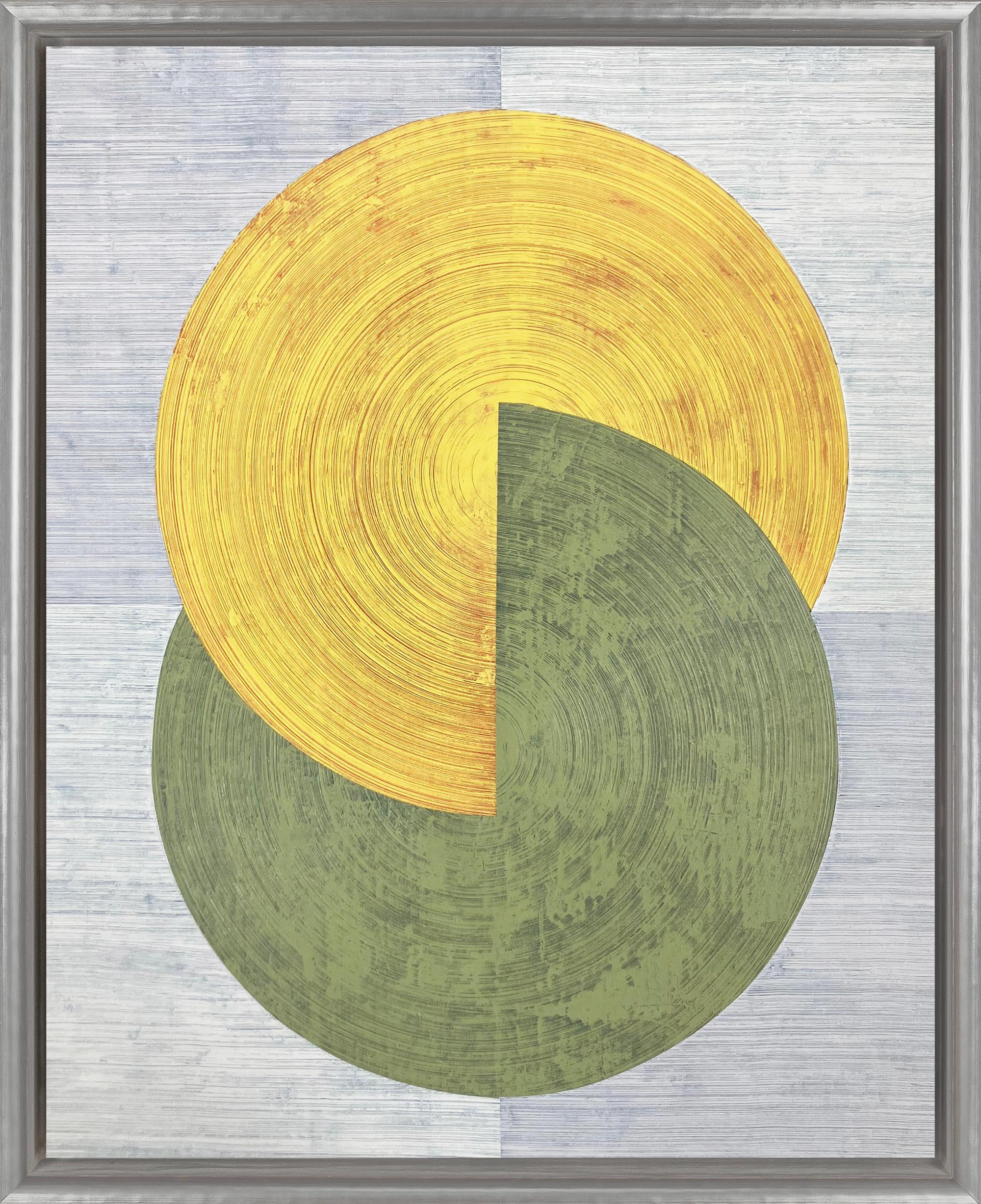 Abstract Painting di David Skillicorn - "Harmonia 43-8" Circoli astratti contemporanei con cornice Acrilico su tela