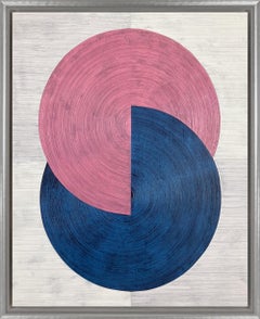 "Harmonia 43-9" Contemporary Abstract Circles Framed Acrylic on Canvas