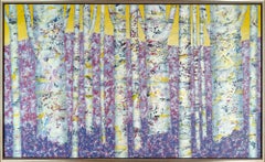 "Nel Bosco 13-1" Abstract Painting of Purple and Yellow Trees