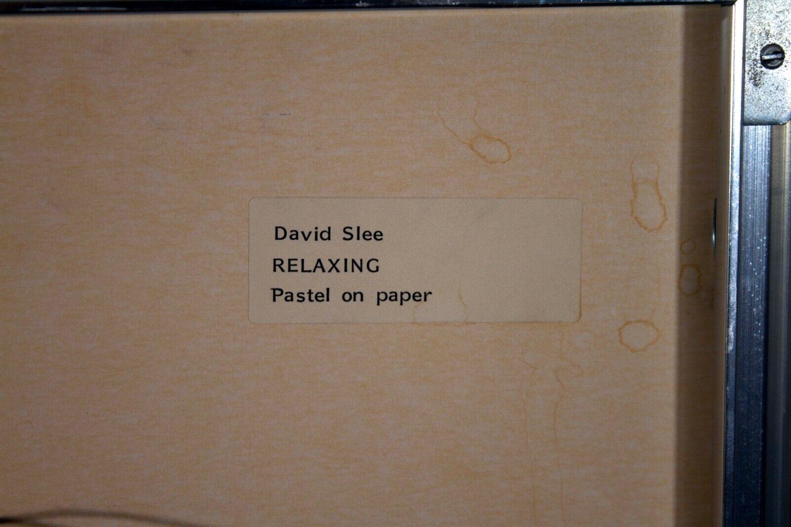 David Slee relaxing, dessin moderne abstrait de femme nue au pastel sur papier, signé en vente 7