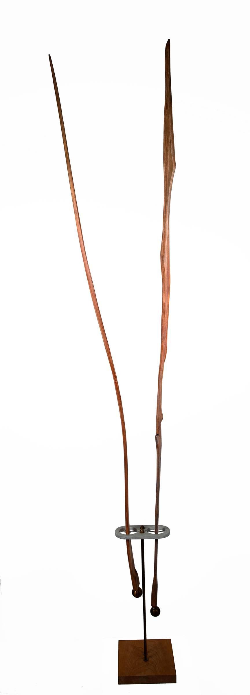 Two Lines Vertical - Brown Figurative Sculpture by David Smalley