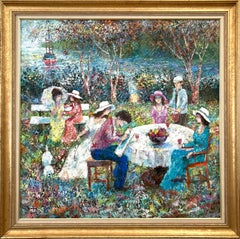 "The French Artist" Colorful Impressionistic Landscape Oil Painting Framed