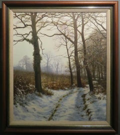 Original Superb English Realist Oil Painting David Smith (1949-) Winter Woodland