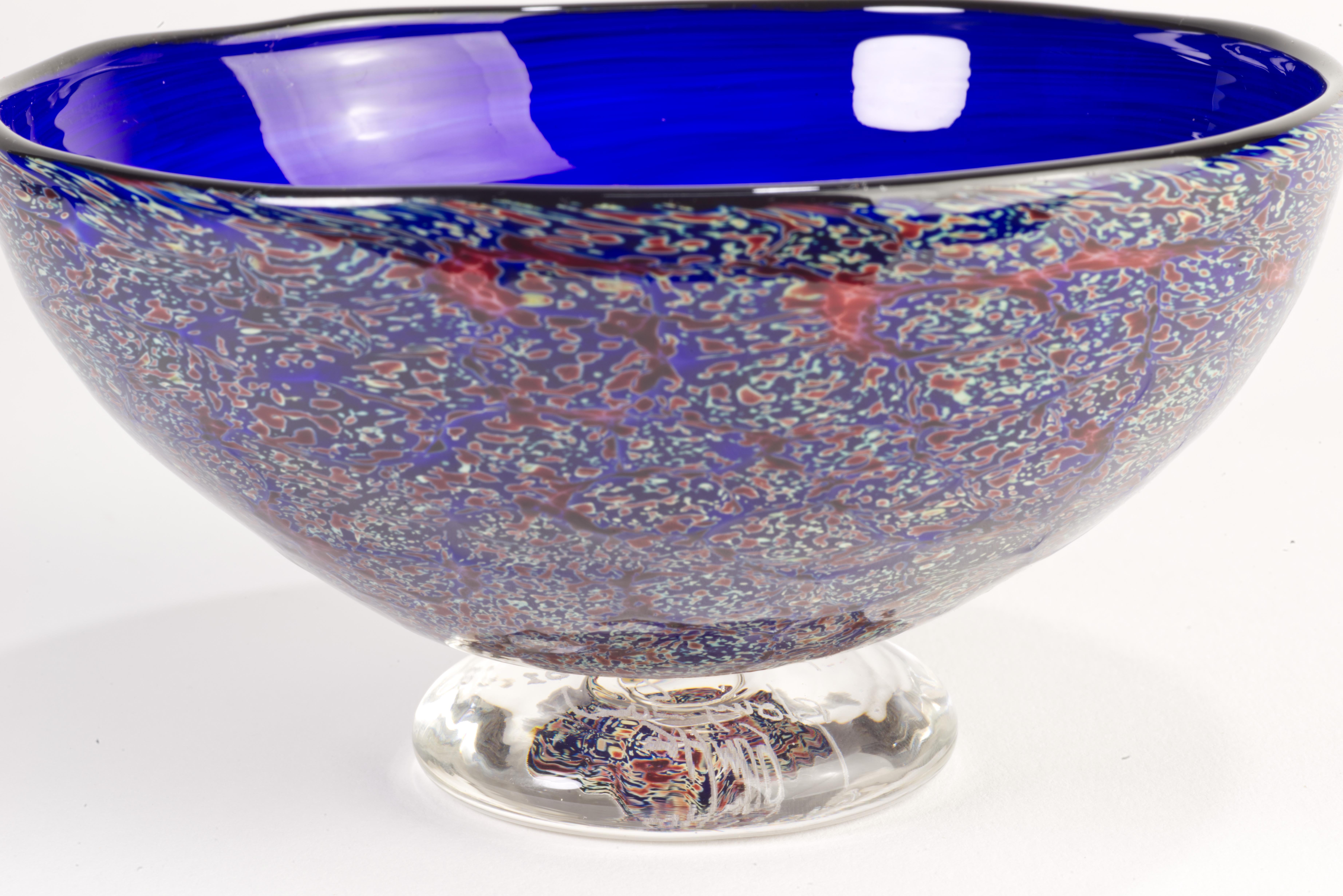 Americano David Smith Blowing Sands Studio Cobalt Bowl, Seattle Art Glass in vendita