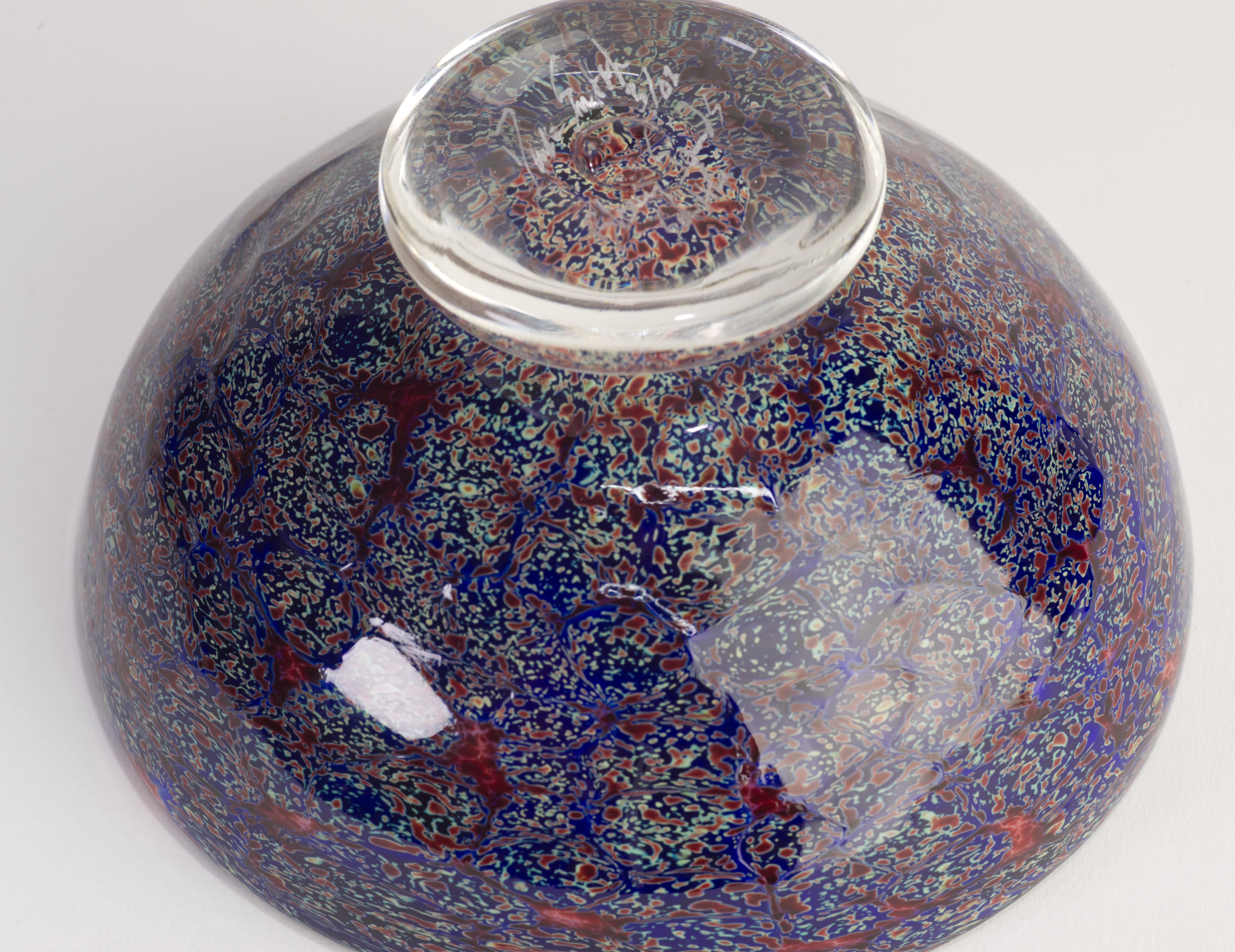 David Smith Blowing Sands Studio Cobalt Bowl, Seattle Art Glass In condizioni buone in vendita a Clifton Springs, NY