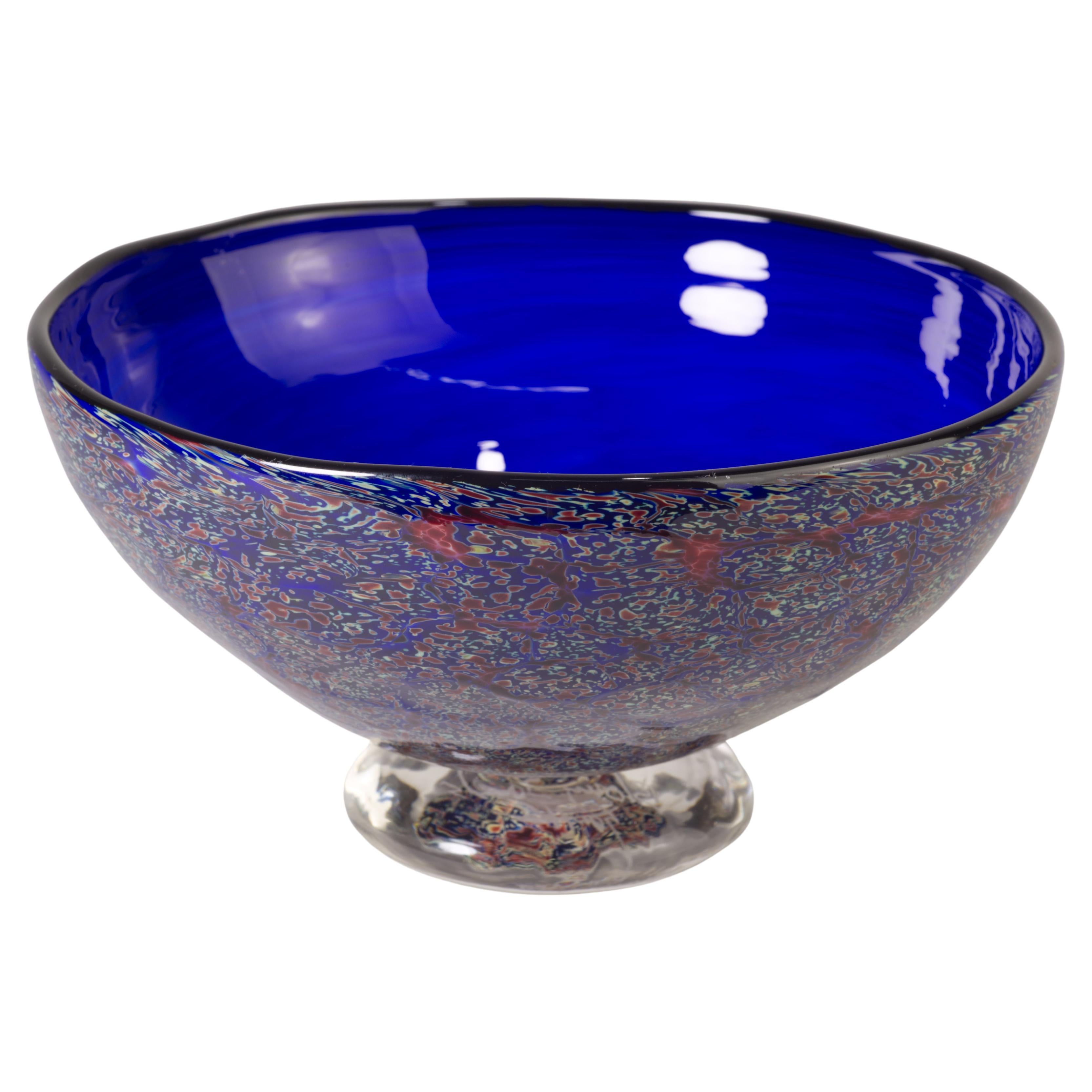 David Smith Blowing Sands Studio Cobalt Bowl, Seattle Art Glass in vendita
