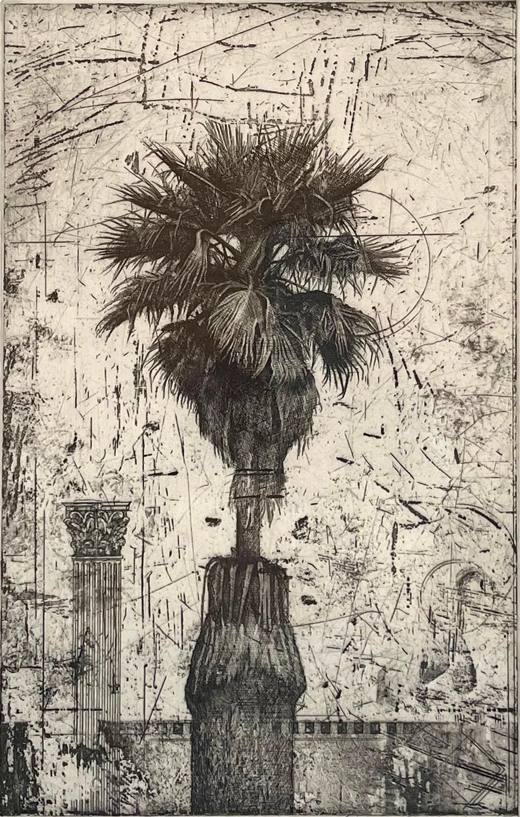 David Smith-Harrison Landscape Print - Palm Tree w/ Column (black and white TP)