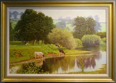 David Smith (1939-) English Countryside large REALIST ORIGINAL Oil Painting