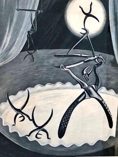Surreal French Lithograph of a Dental Tool “Circus”