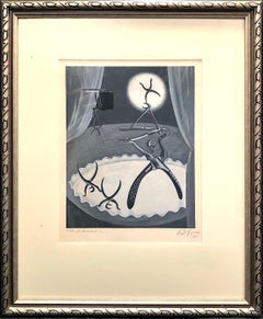 Surreal French Lithograph of a Dental Tool “Circus”