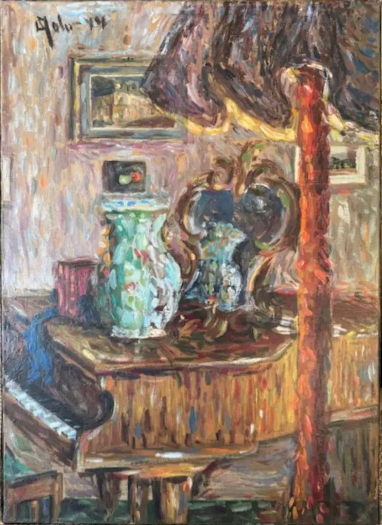 Jarrón sobre piano - Painting de David Solot