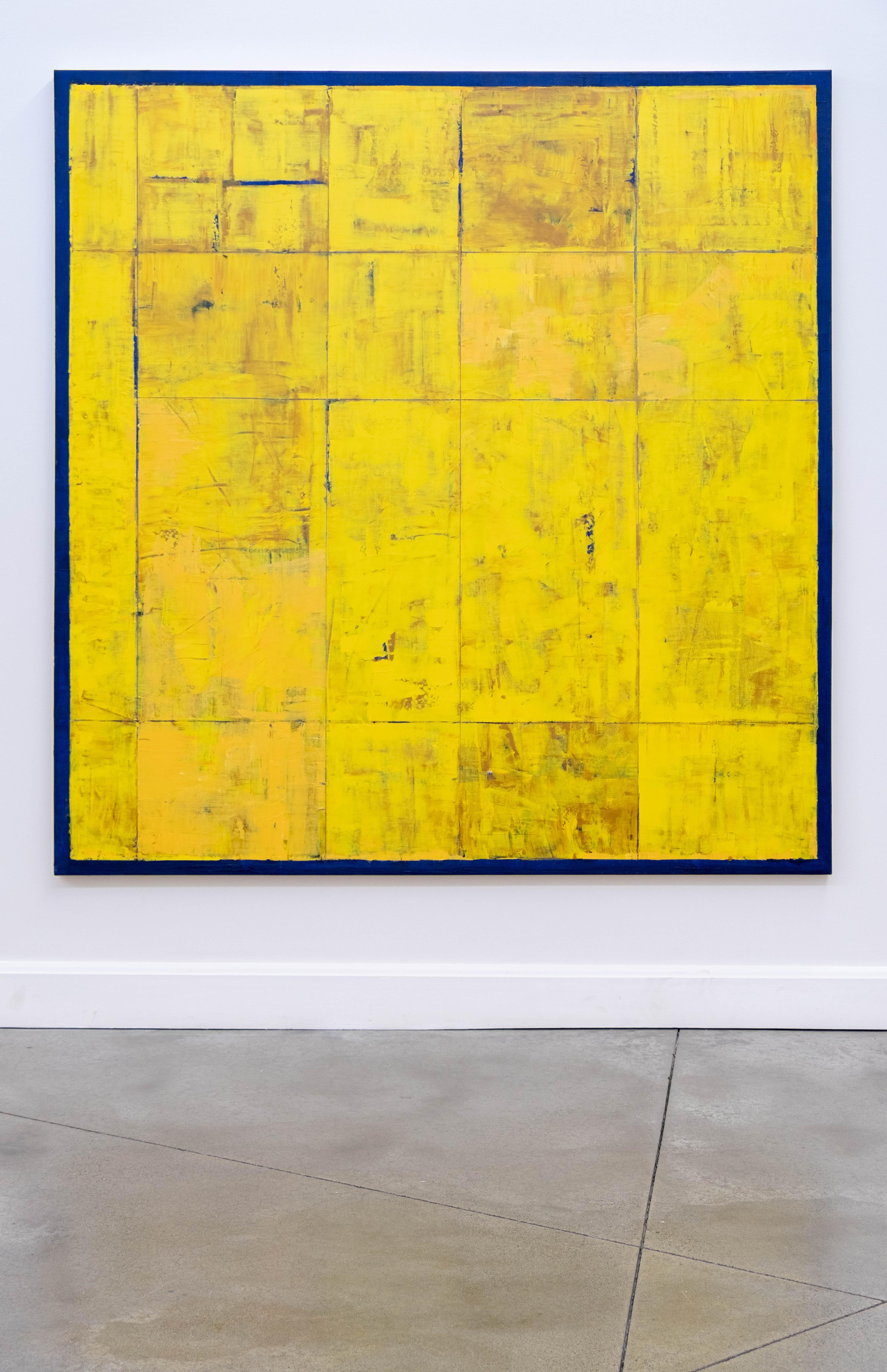 Amida - large, bright, colorful, yellow, abstract grid, modernist, oil on canvas - Contemporary Painting by David Sorensen