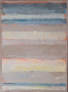 Blue and Gray Bars, abstract oil painting on canvas