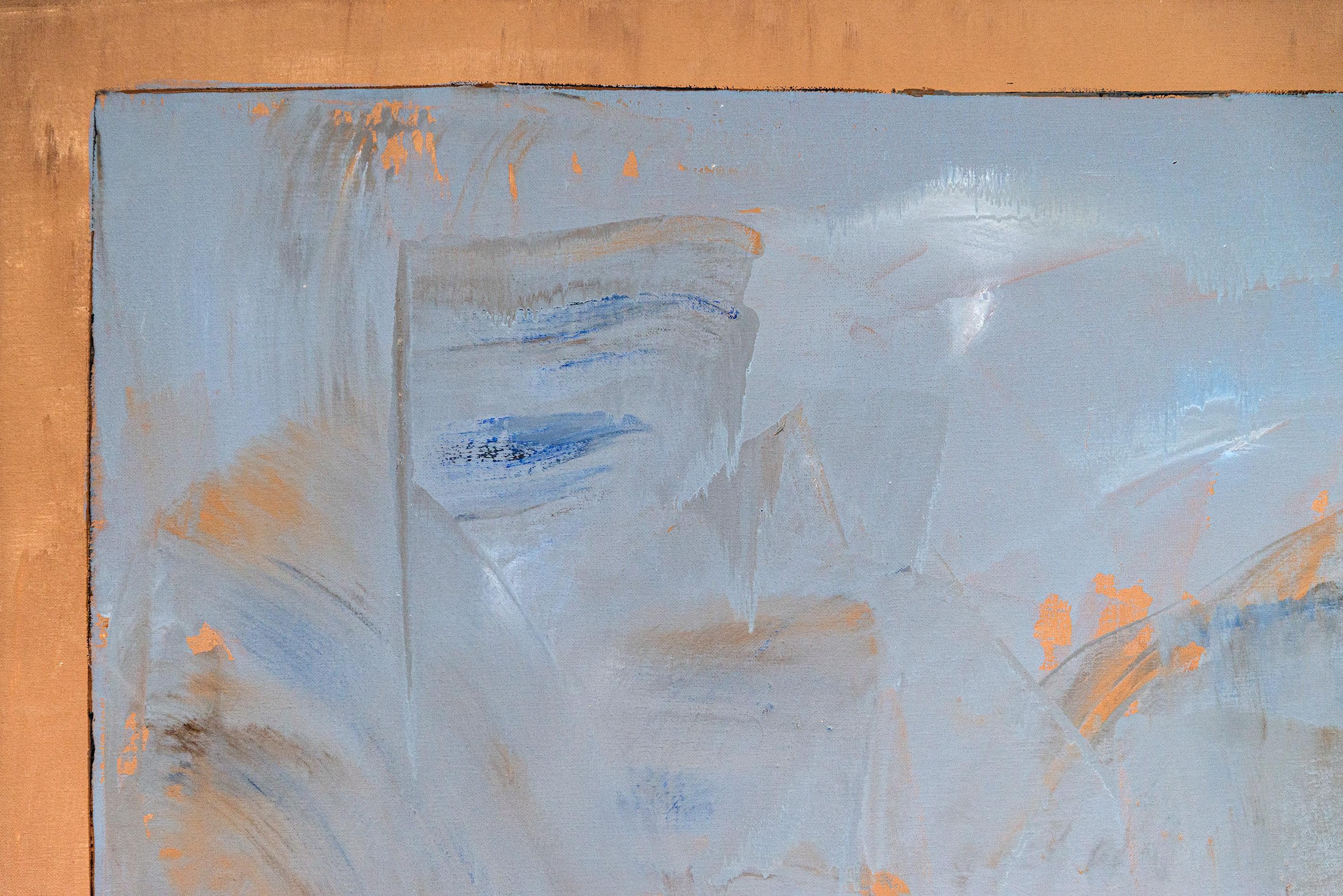 Blue Green (Center Lines) - astratto, contemporaneo, modernista, olio su tela - Painting di David Sorensen