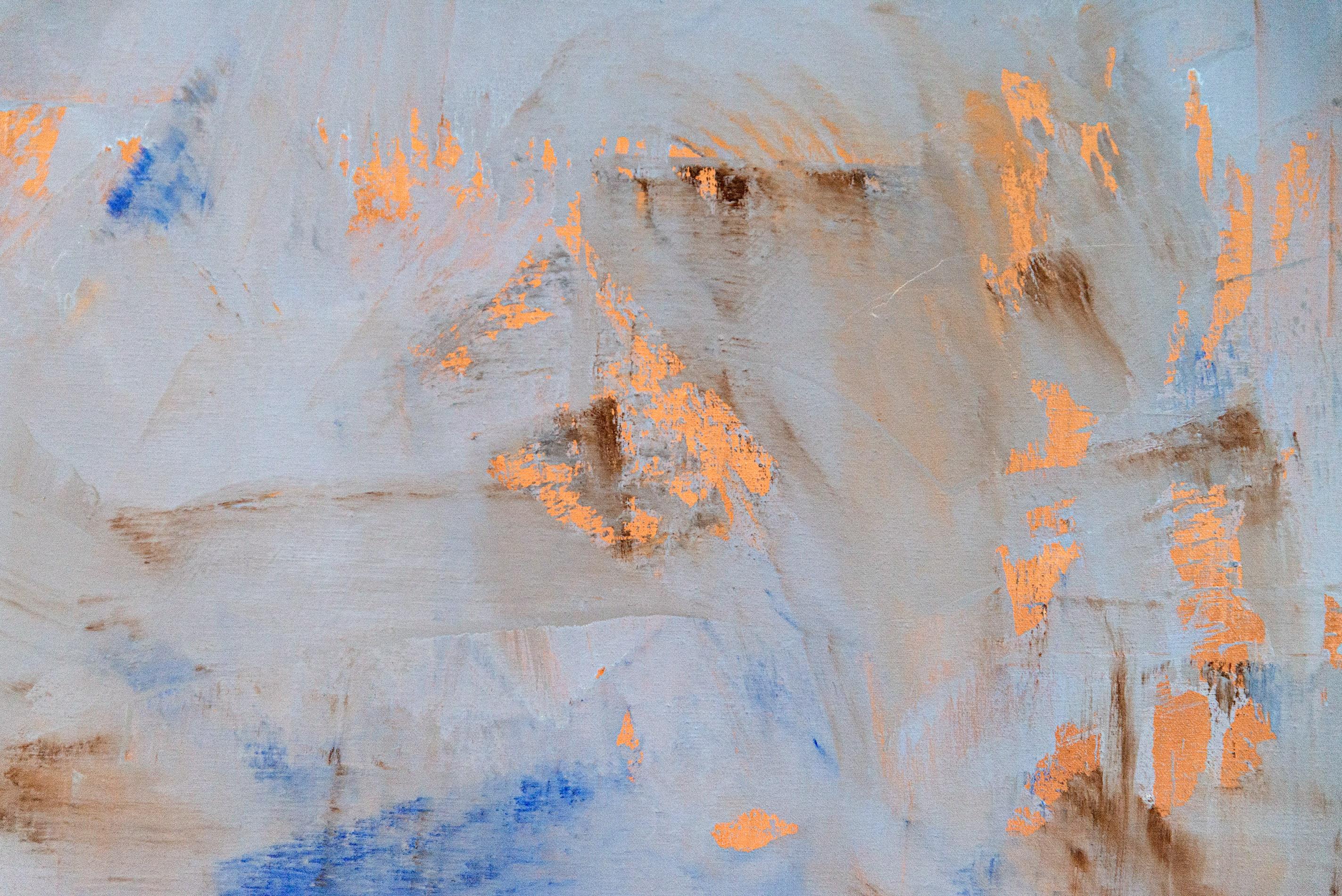 Blue Green (Center Lines) - astratto, contemporaneo, modernista, olio su tela - Painting Contemporaneo di David Sorensen