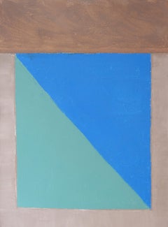 Blue Green Incline 4, abstract oil painting on canvas