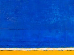 Azul sobre amarillo nº 2 - atrevido, colorido, moderno, abstracto, óleo sobre lienzo