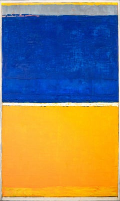 Blue Over Yellow #2 - audacieux, coloré, moderne, abstrait, huile sur toile