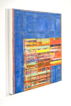 Blue Return - audace, luminoso, colorato, astratto, modernista, olio su tela