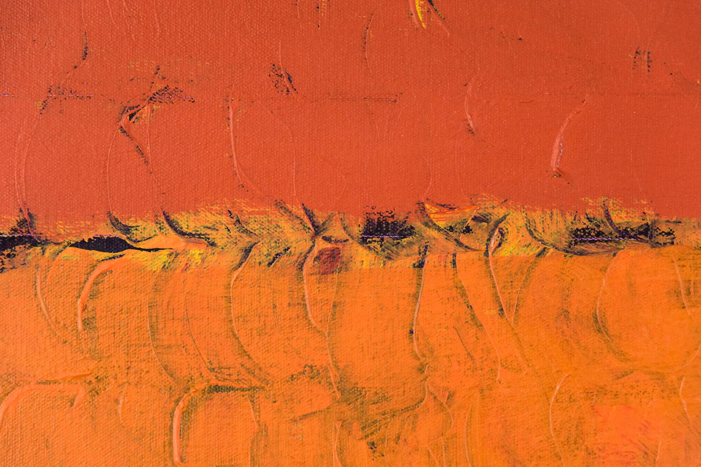 try 3 : Orange, Yellow, Green, Violet - huile sur toile abstraite, audacieuse et colorée en vente 1