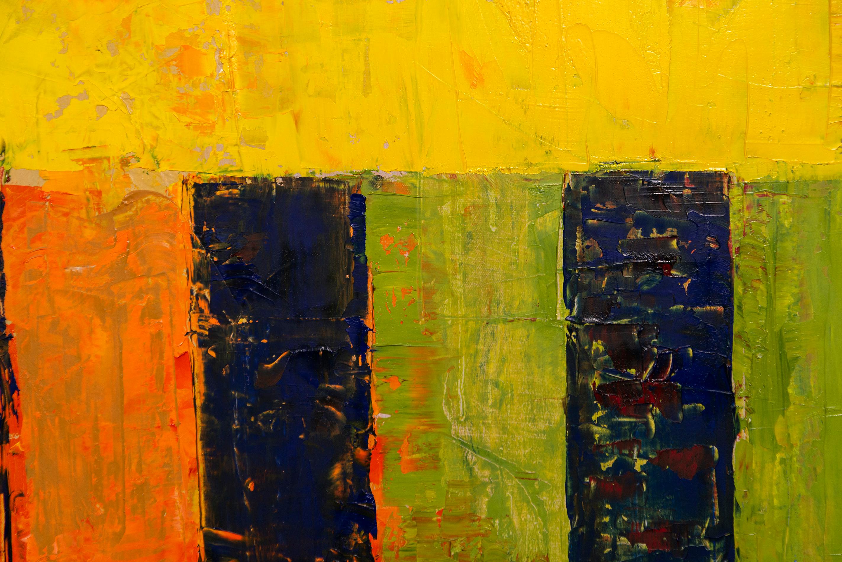 Havana No 4, Yellow - bold, bright, colorful, abstract, modernist, oil on canvas For Sale 1