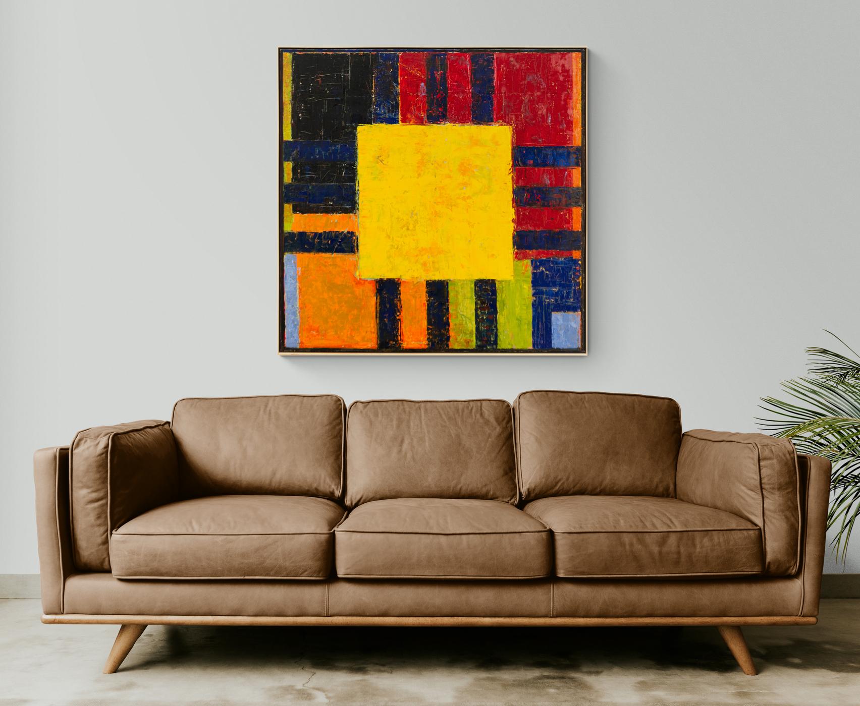 Havana No 4, Yellow - bold, bright, colorful, abstract, modernist, oil on canvas For Sale 5