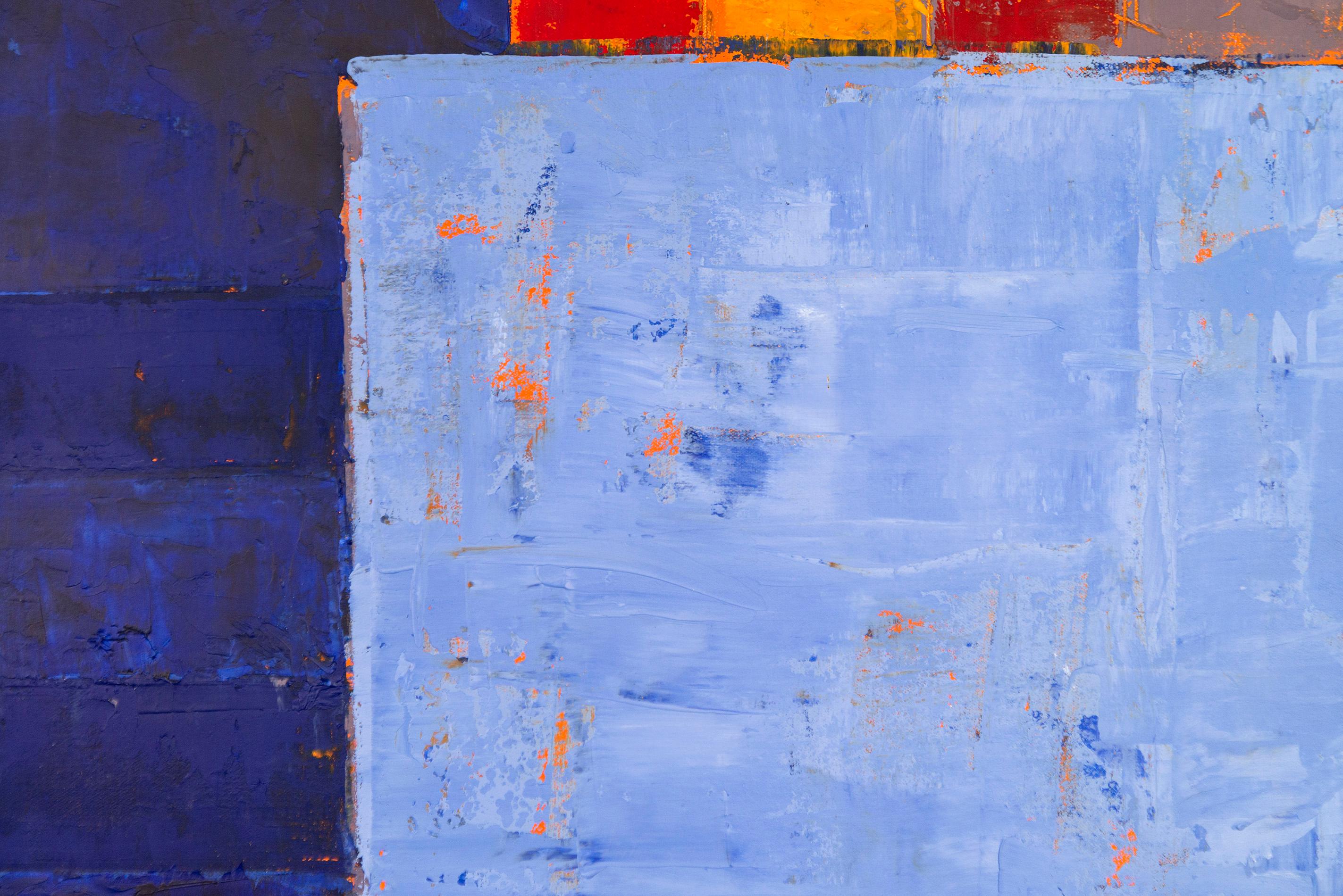 Havana No 5, Blue - bold, bright, colorful, abstract, modernist, oil on canvas For Sale 4