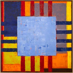 Havana No 5, Blau - kühn, hell, farbenfroh, abstrakt, modernistisch, Öl auf Leinwand