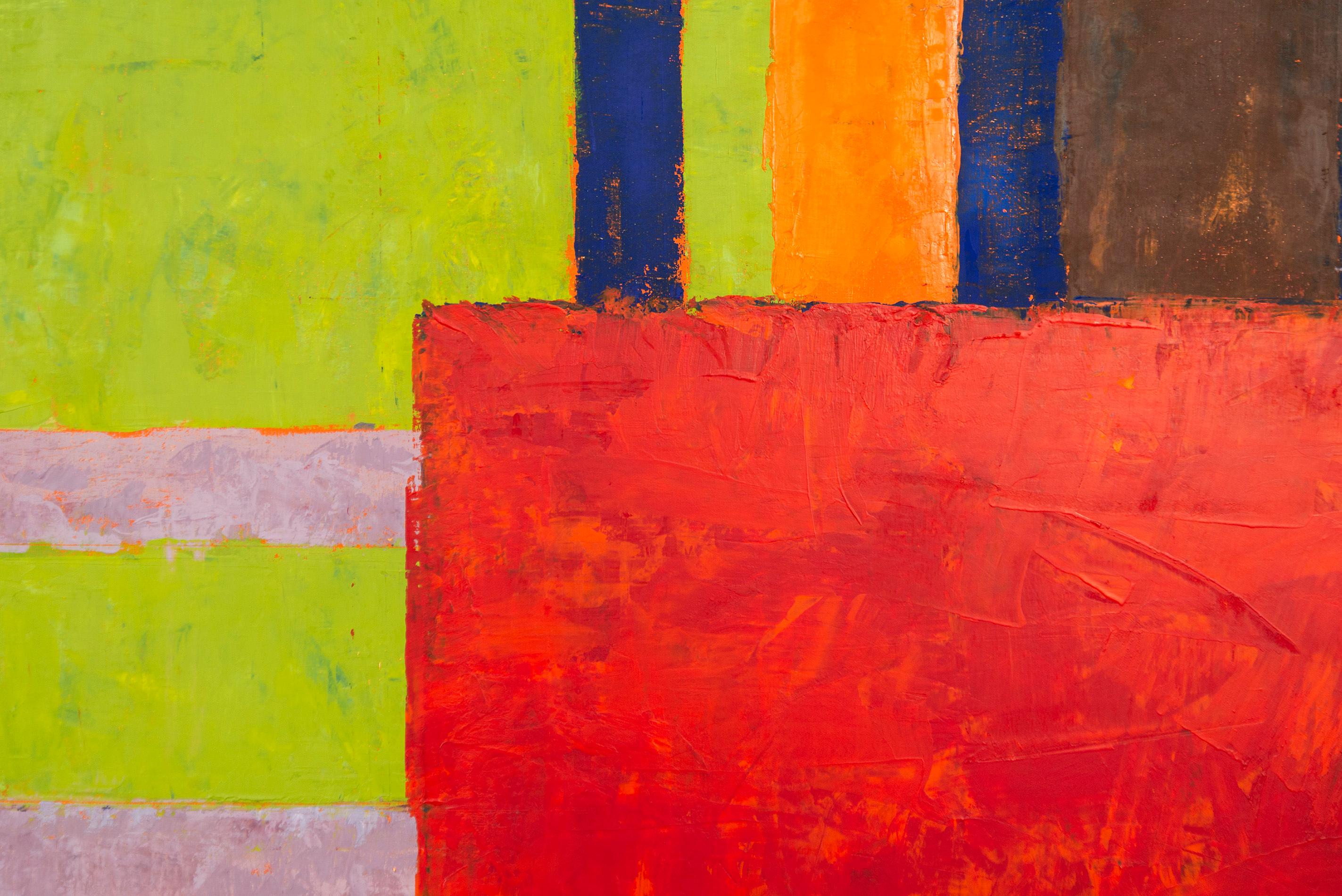 Havana No 6, Red - audacieux, lumineux, coloré, abstrait, moderniste, huile sur toile en vente 3