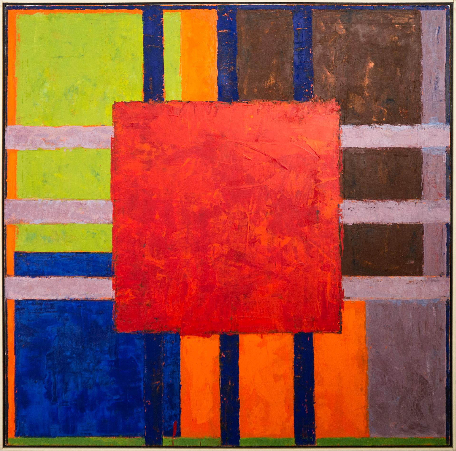 Abstract Painting David Sorensen - Havana No 6, Red - audacieux, lumineux, coloré, abstrait, moderniste, huile sur toile