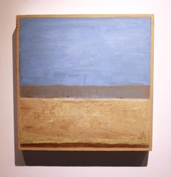 Horizon Blue Taupe, abstract oil painting on canvas