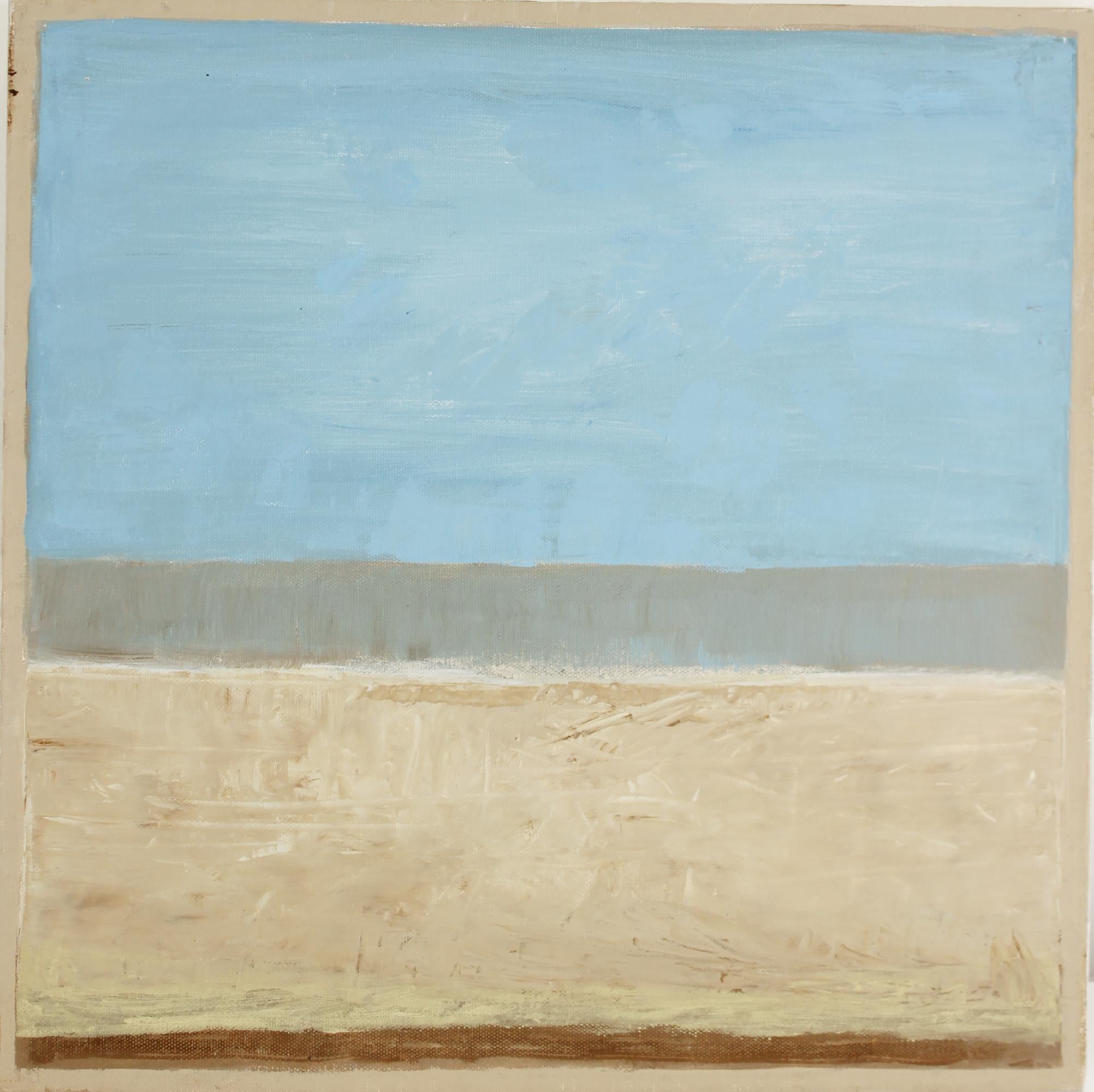 David Sorensen Abstract Painting - Horizon Blue Taupe, abstract oil painting on canvas