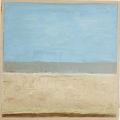 Horizon Blue Taupe, abstract oil painting on canvas