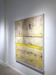 Horizon Passage: Yellow, White, Umber, abstract oil painting on canvas