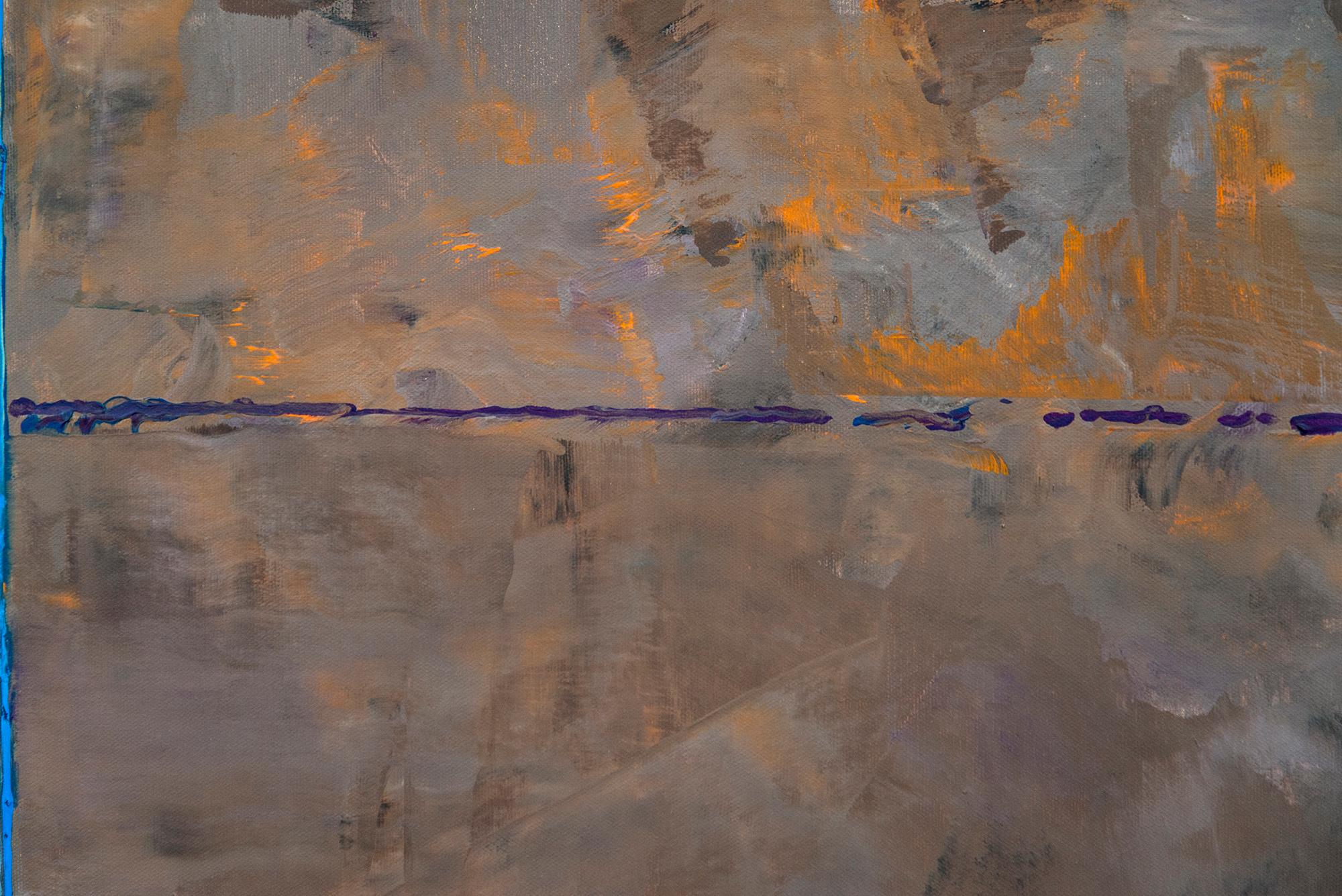 Serie Horizonte: Cielo marrón malva - contemporáneo, modernista, óleo sobre lienzo en venta 1